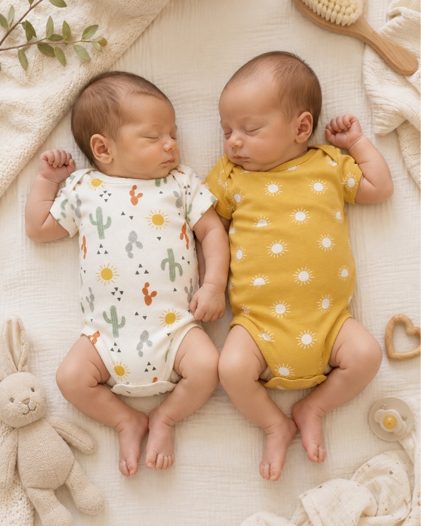 Set 4 bodysuit cortos de colores pasteles