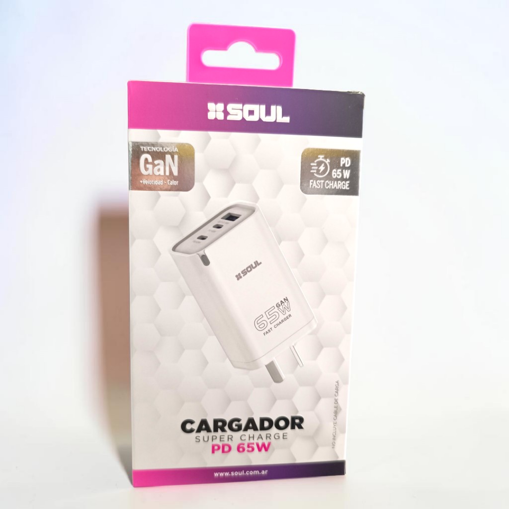 CARGADOR CARGA RAPIDA 65W TIPO C A TIPO C - SOUL