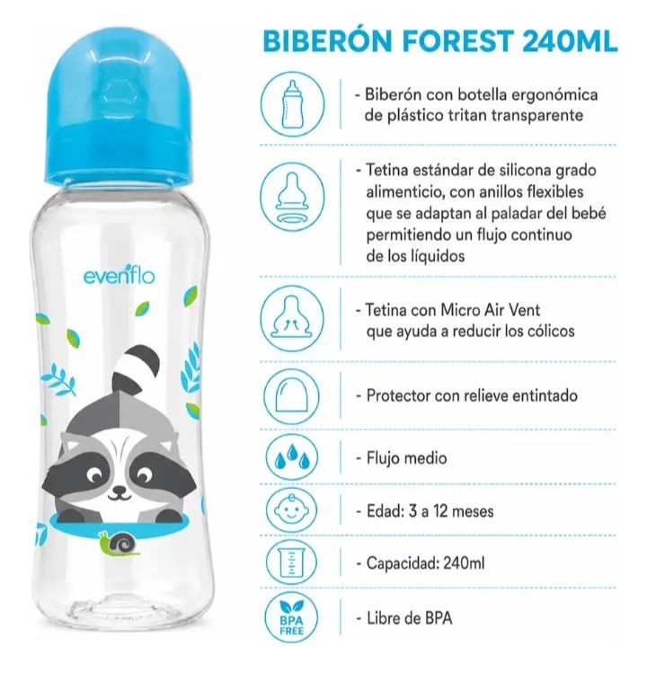 MAMADERA EVENFLO 240 ML FOREST. FLUJO MEDIO
