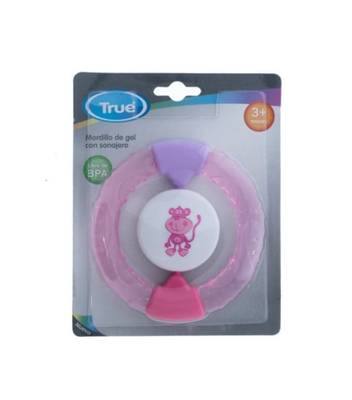 MORDILLO DE GEL CON SONAJERO ROSA