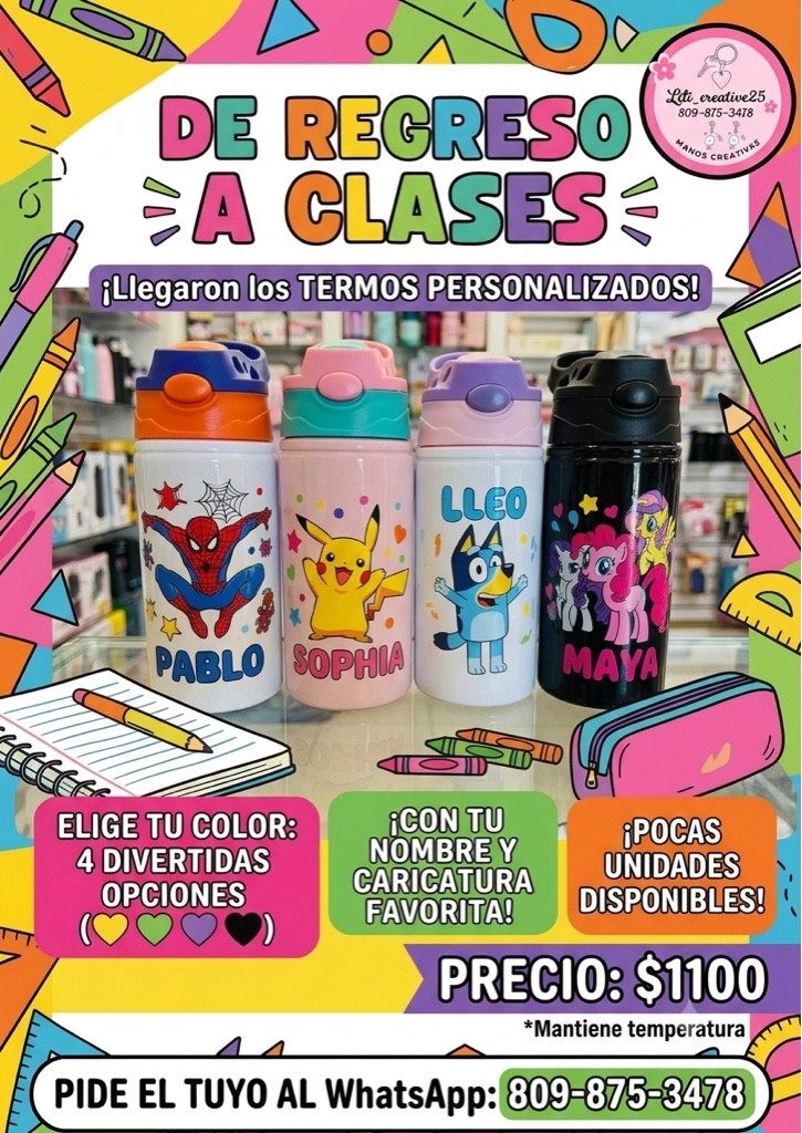 Termo de acero con tapa de colores