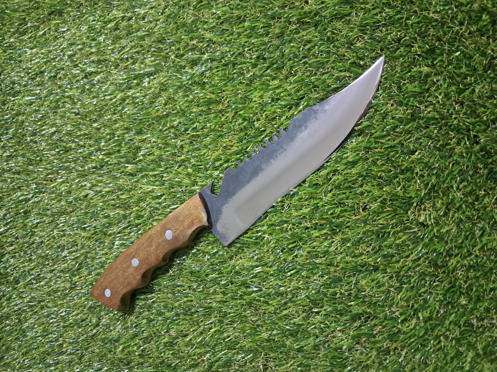 Faca Rambo 7" - cabo madeira - lâmina aço carbono 3 mm