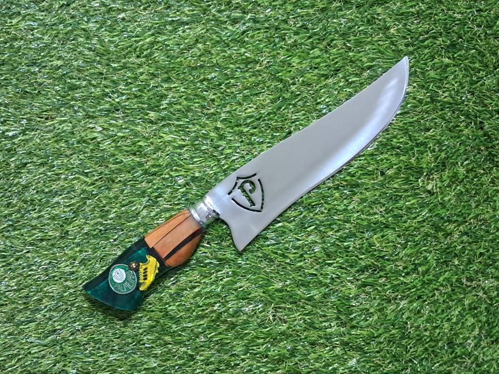 Picanheira 8" - cabo e vazado Palmeiras retrô  - lâmina aço inox 3 mm