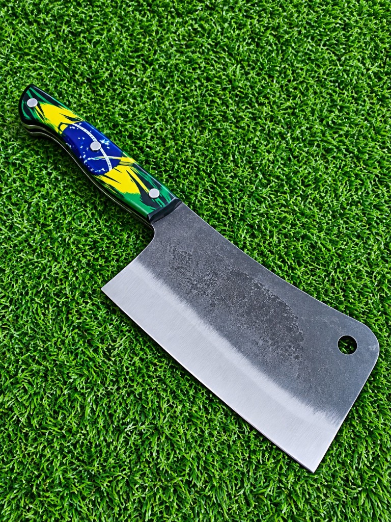 Cutelo 6" - cabo bandeira Brasil - lâmina aço carbono 3 mm