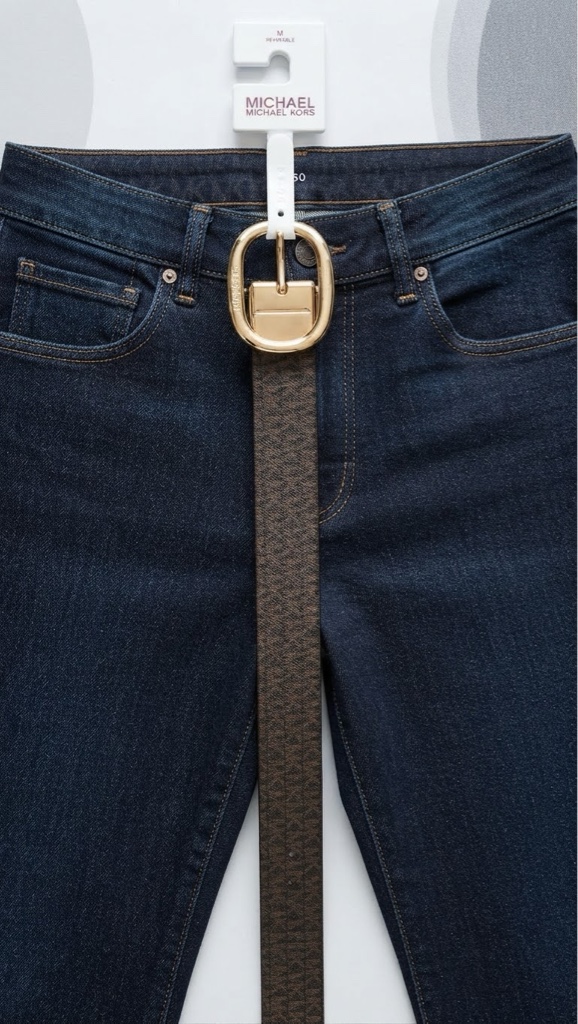 Correa Reversible Monogramiada anverso - reverso color marrón talla M