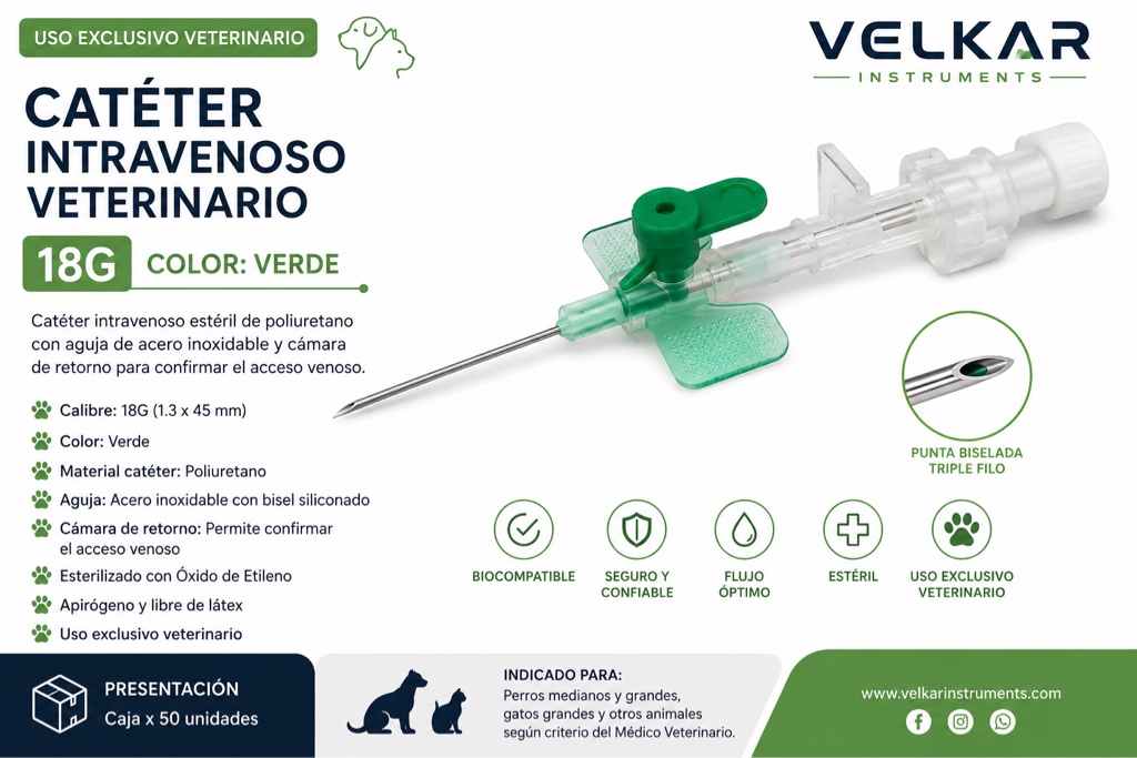 Velkar Catéter verde 18G