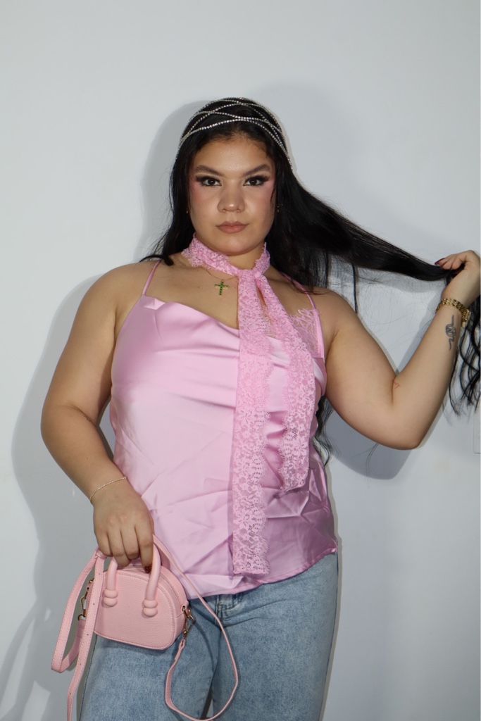 Top rosado de satin