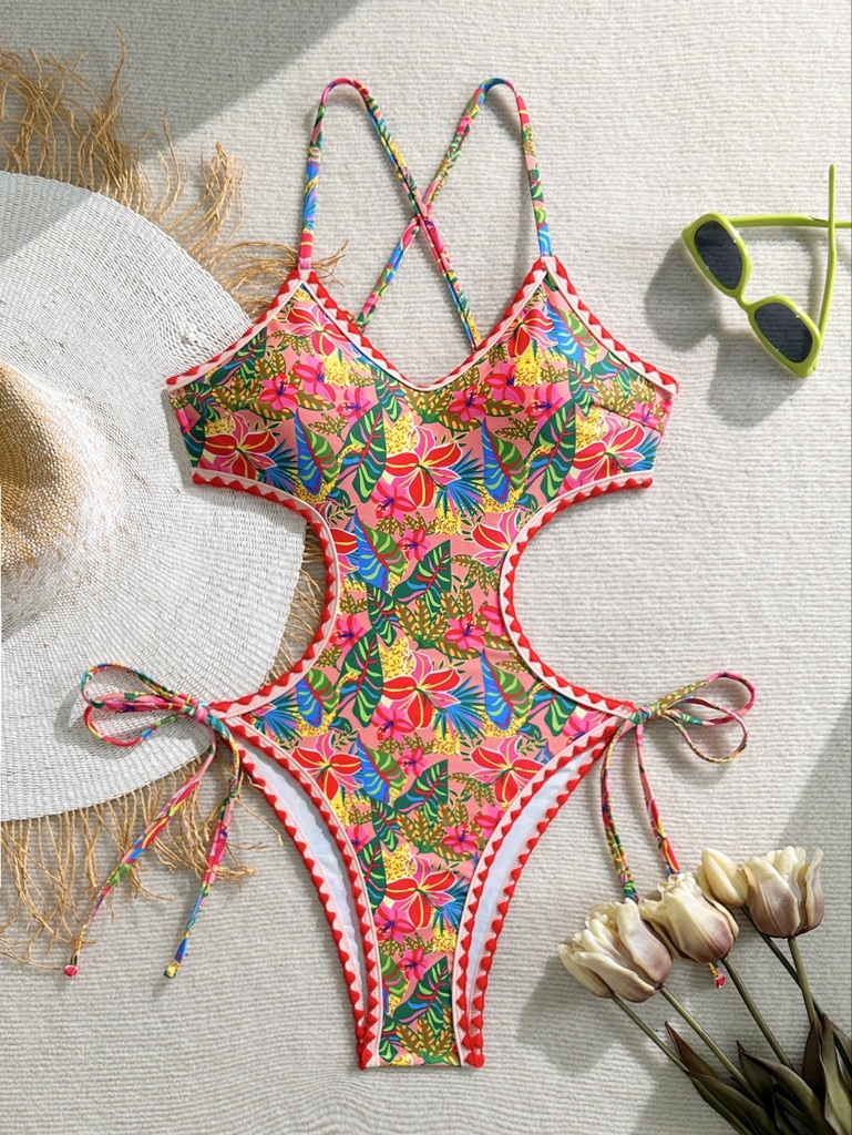 Traje de baño floral multicolor