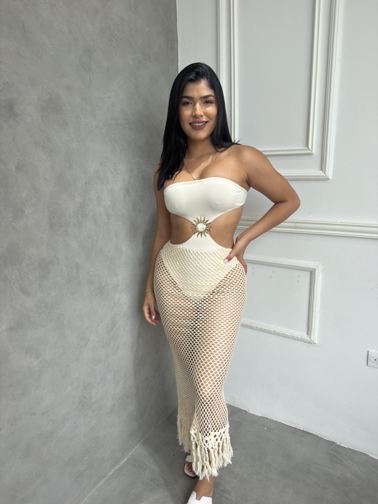 Vestido playero beige