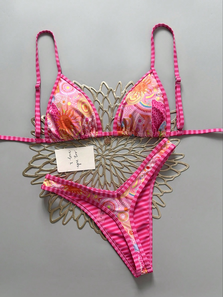 Bikini rosado estampado