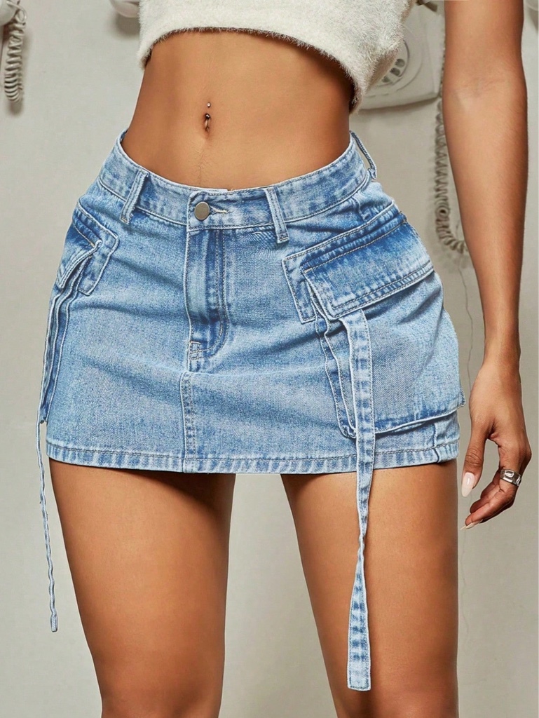 Falda cargo denim azul