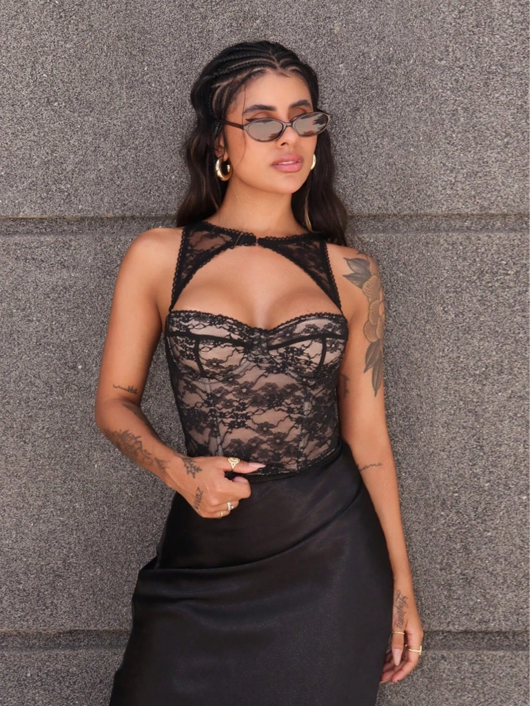 Body negro encaje