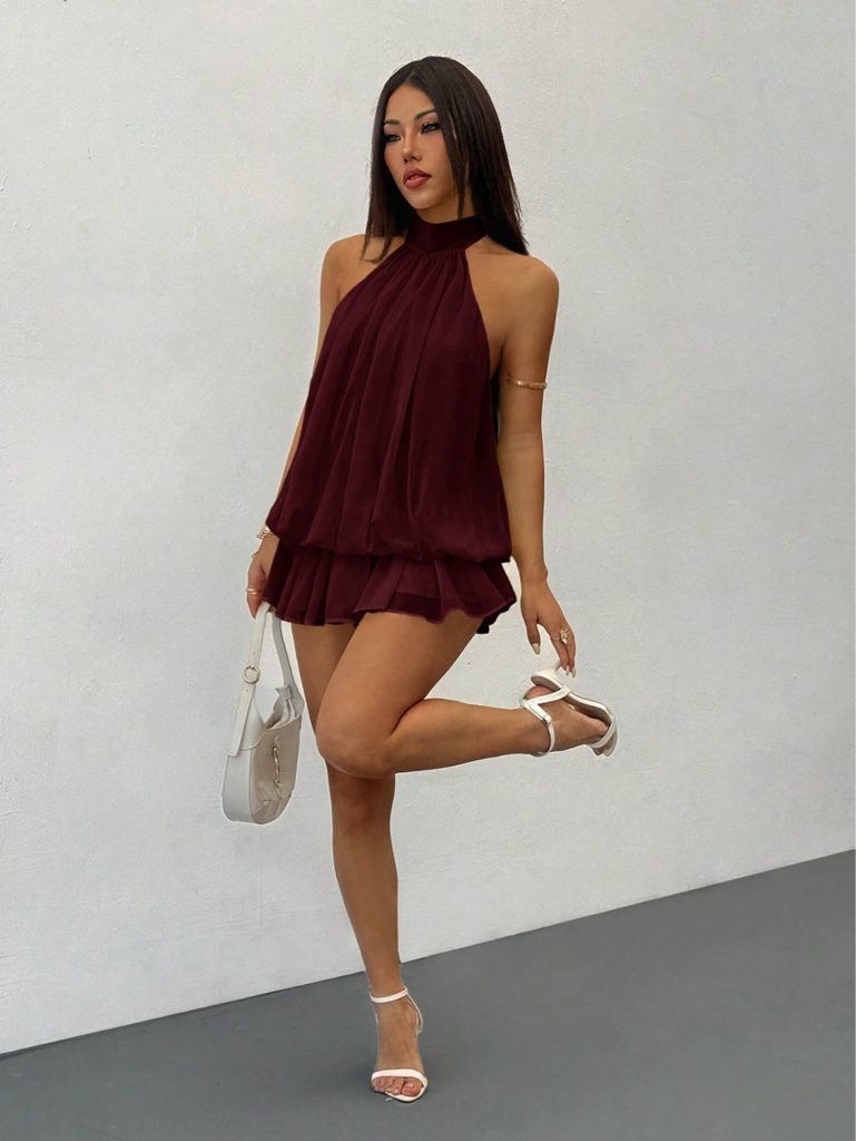 Vestido borgoña corto