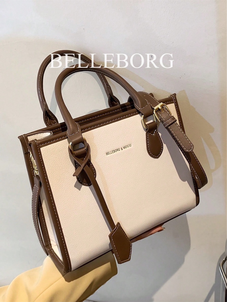 Belleborg cartera beige y marron