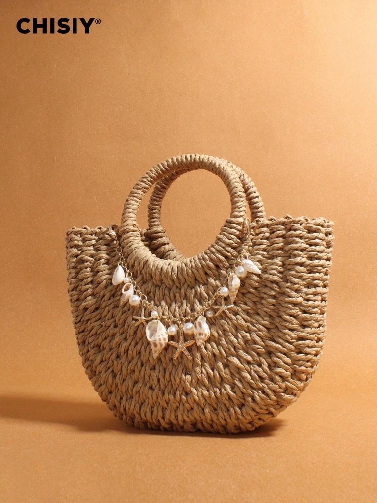CHISIY cartera tejida beige