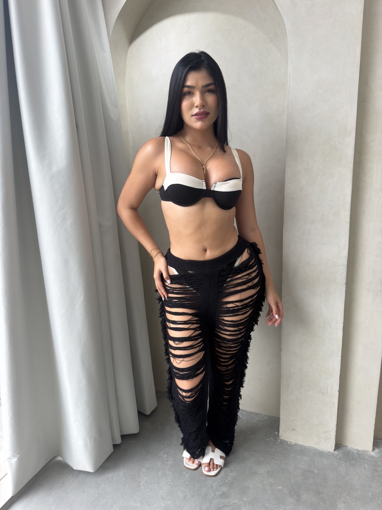 Pantalon negro tejido