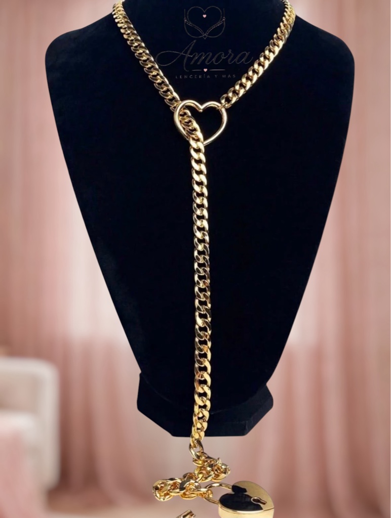 Collar Corazón Dorado (Acero inoxidable)