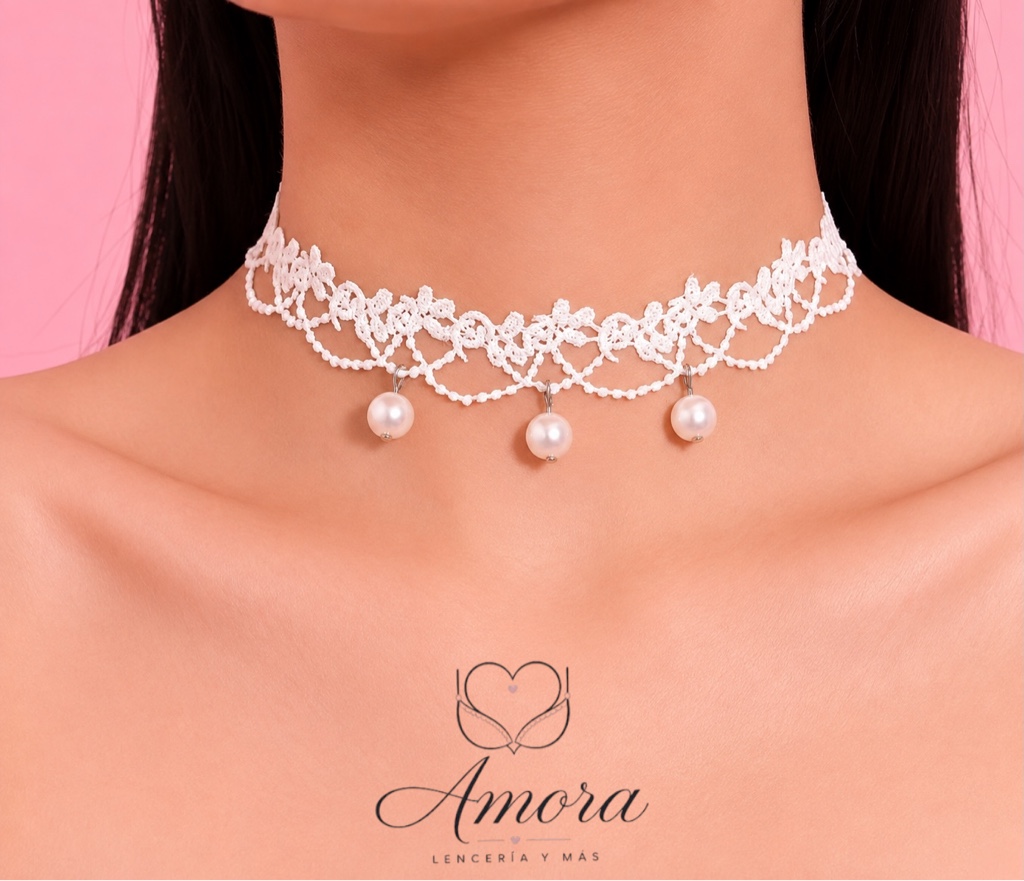 Collar Encaje y perlitas