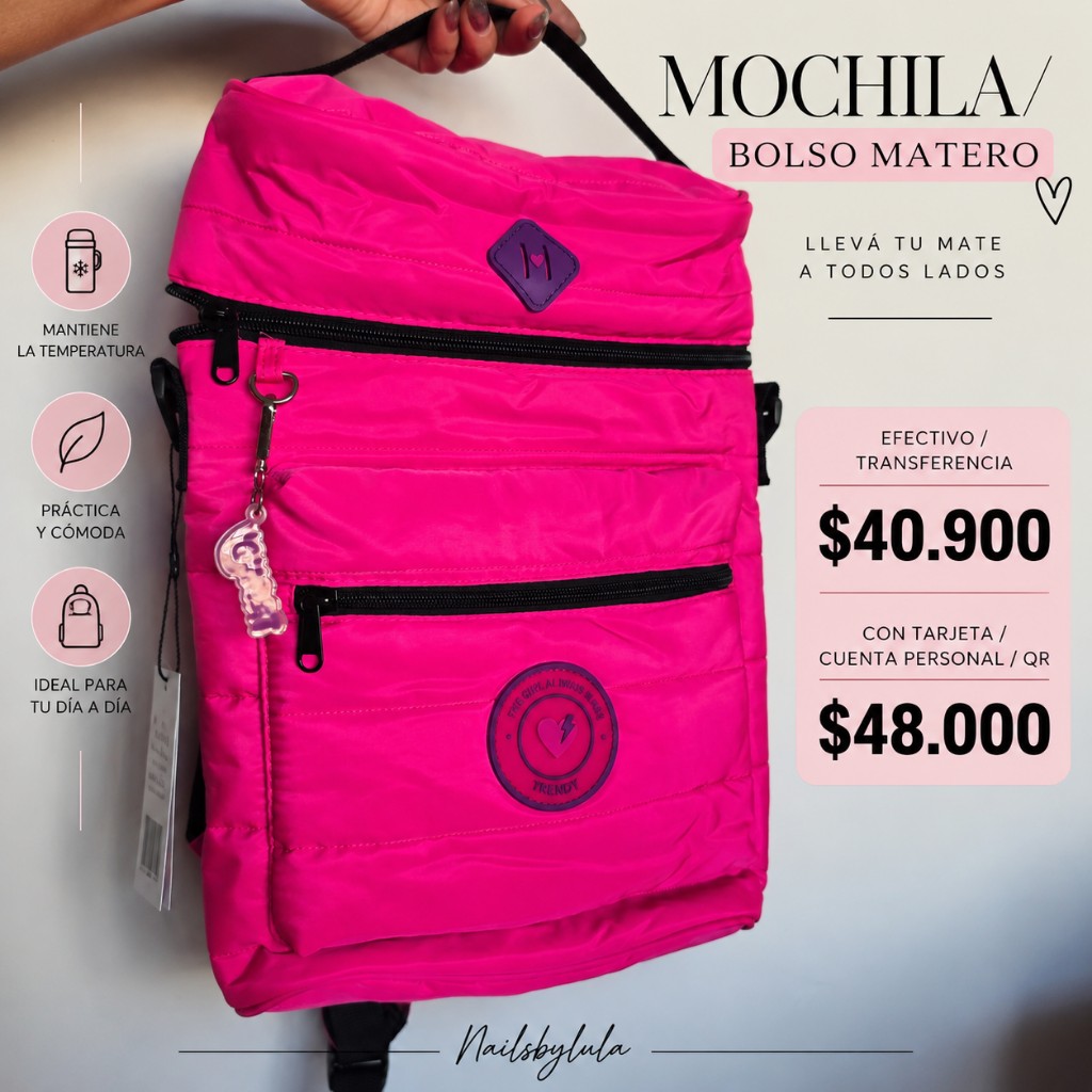 Mochila bols0 matero rosa