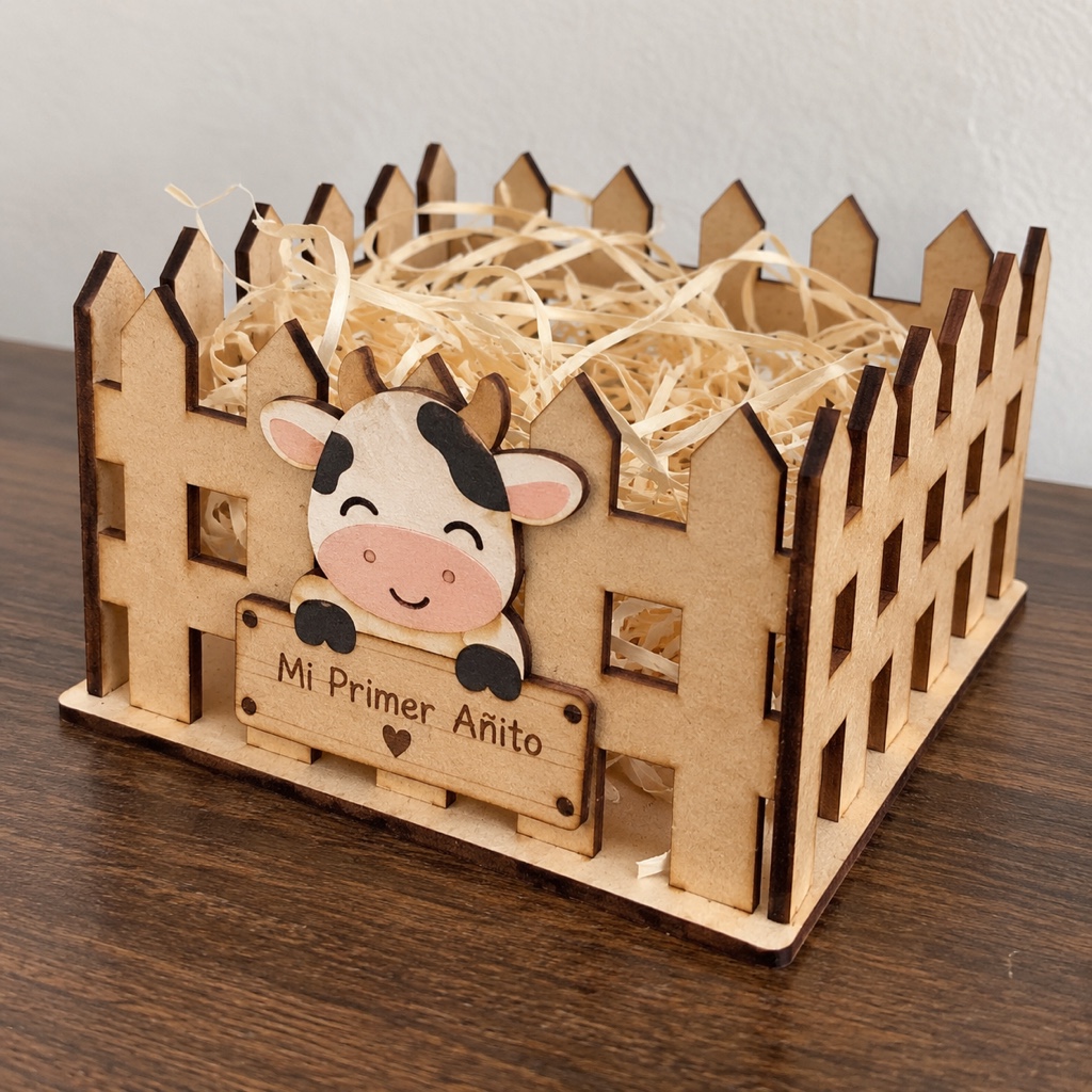 Canasto mdf granja con aplique