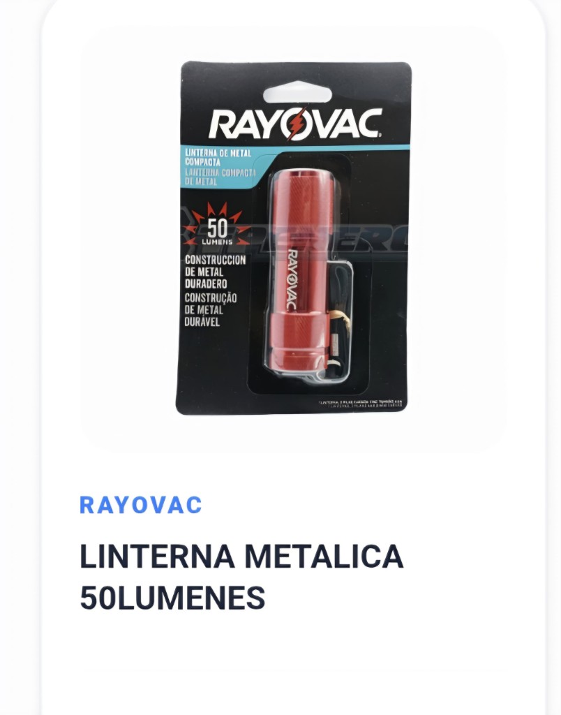 RAYOVAC LINTERNA METALICA 50 LUMENES