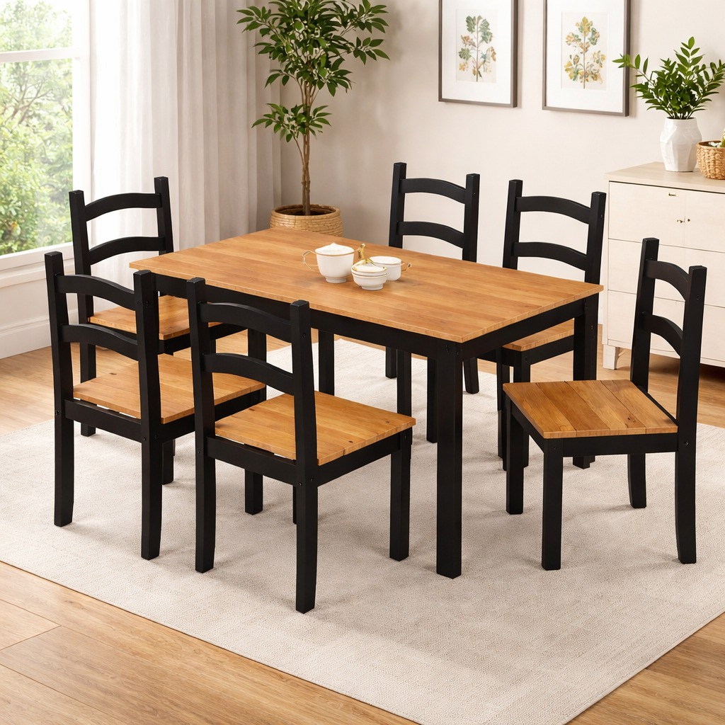 Juego comedor madera maciza 6 sillas