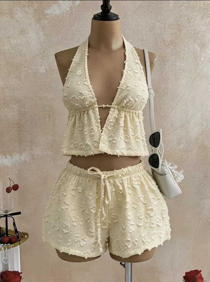Conjunto beige texturizado
