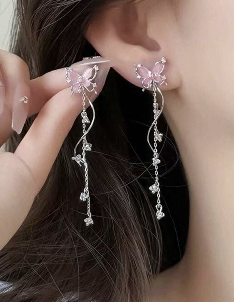 Aretes mariposa rosados