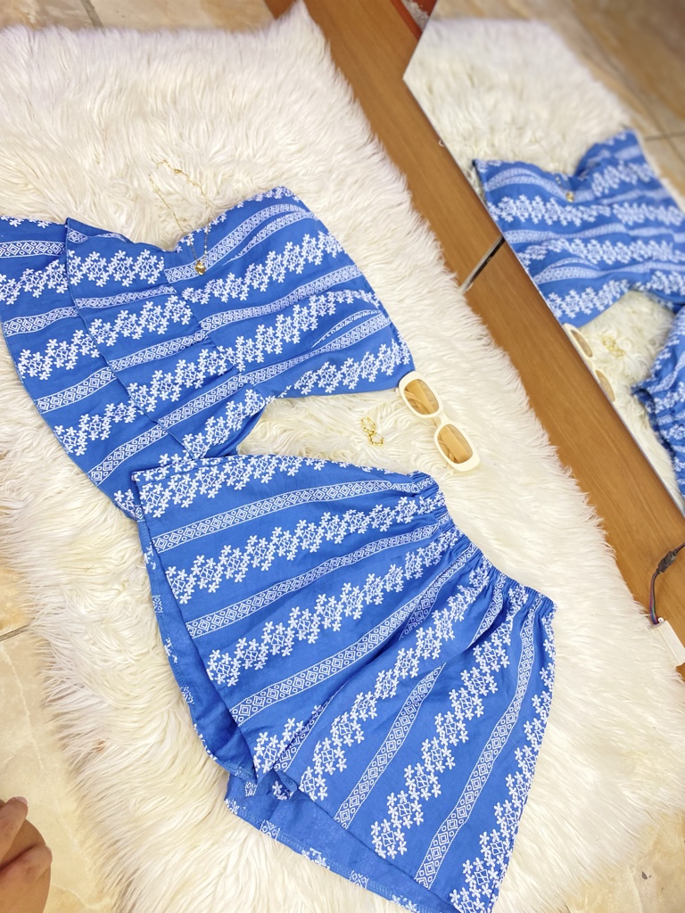 Conjunto verano top + short labrado