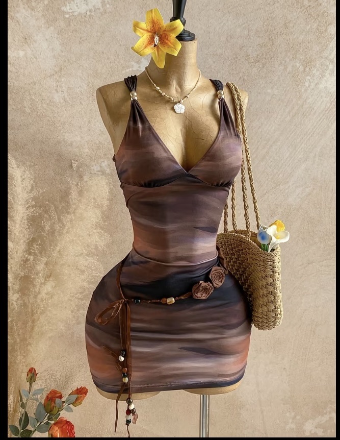 Vestido marron estampado