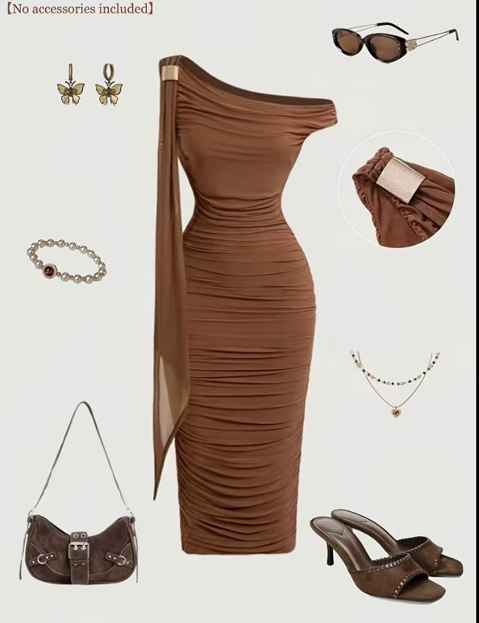 Vestido marron asimetrico