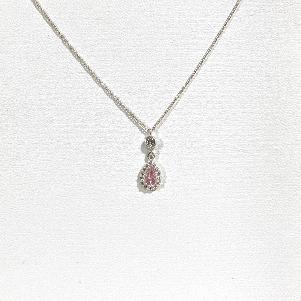Collar punto de luz gota micro circones rosa 50cm