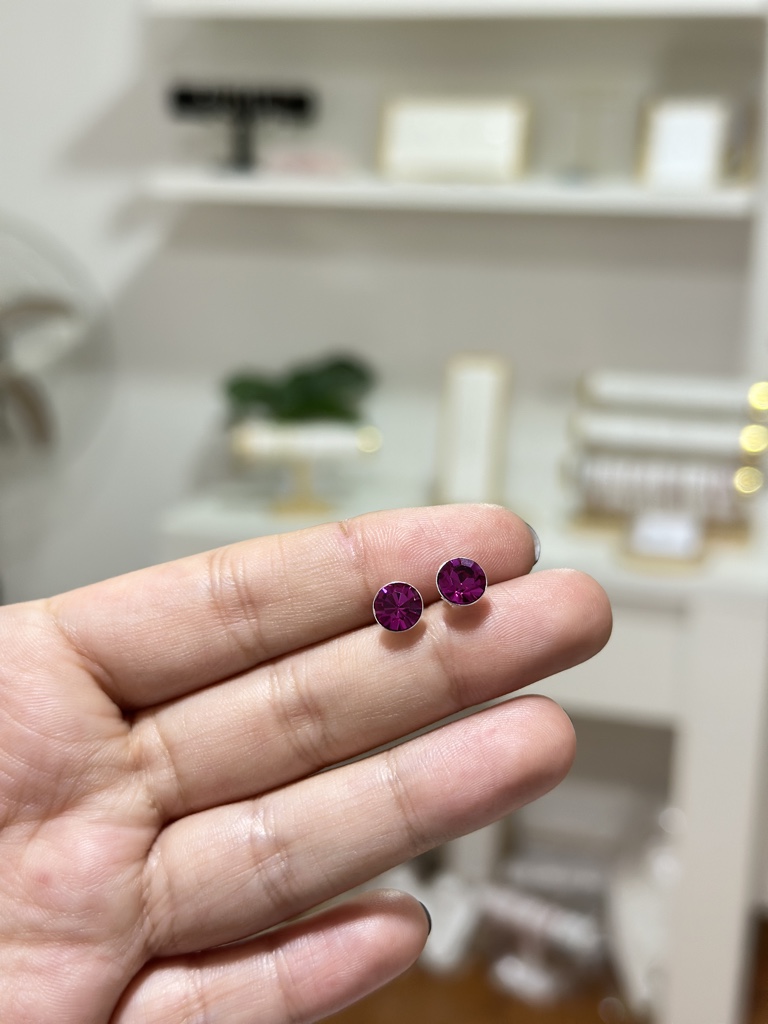 Aros con cristal fucsia