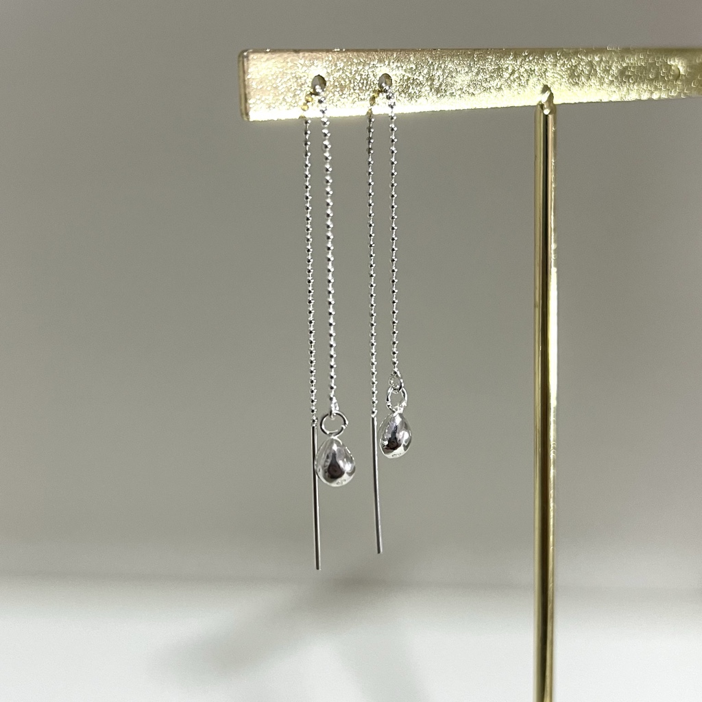 Aros aguja con gota de plata