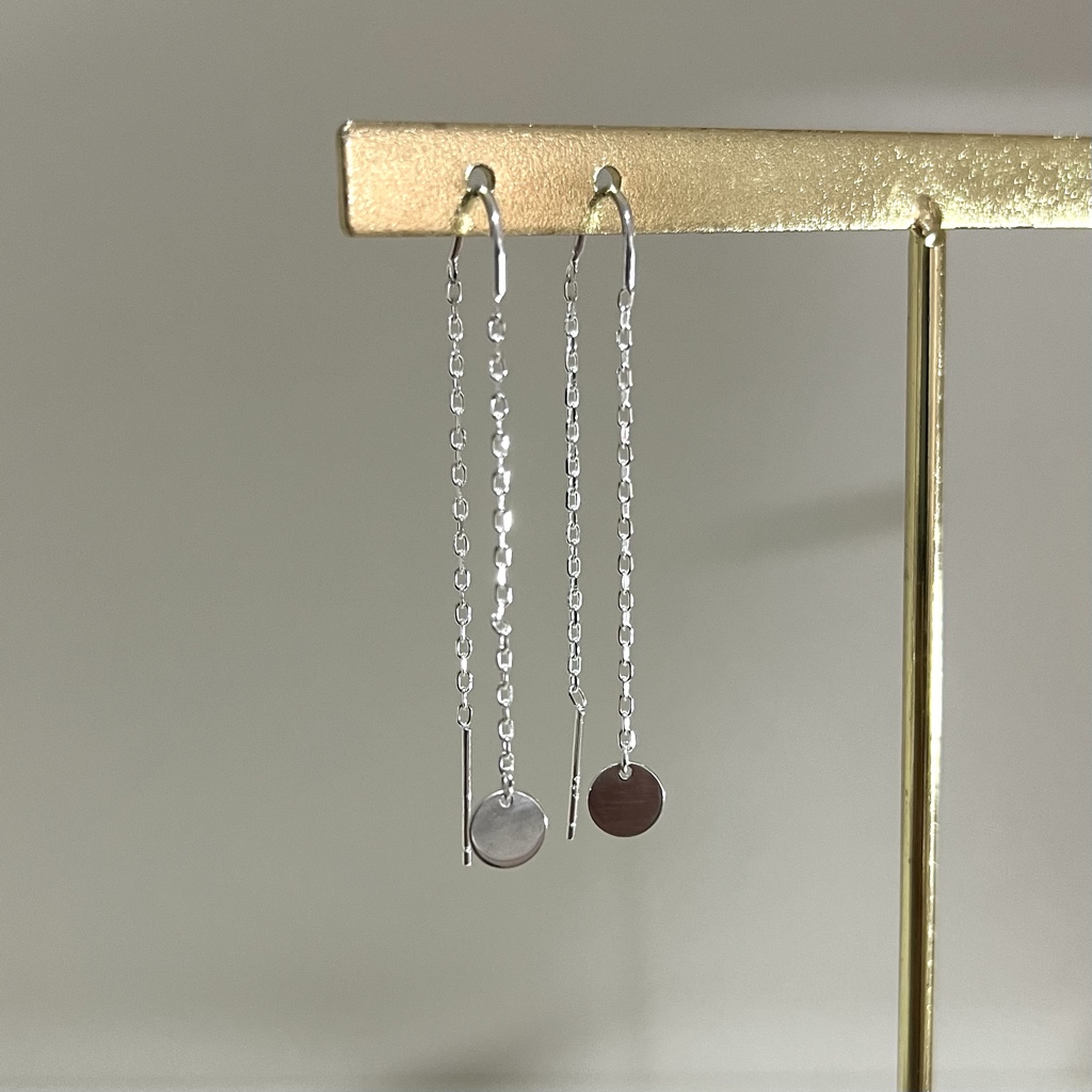 Aros aguja con círculo de plata