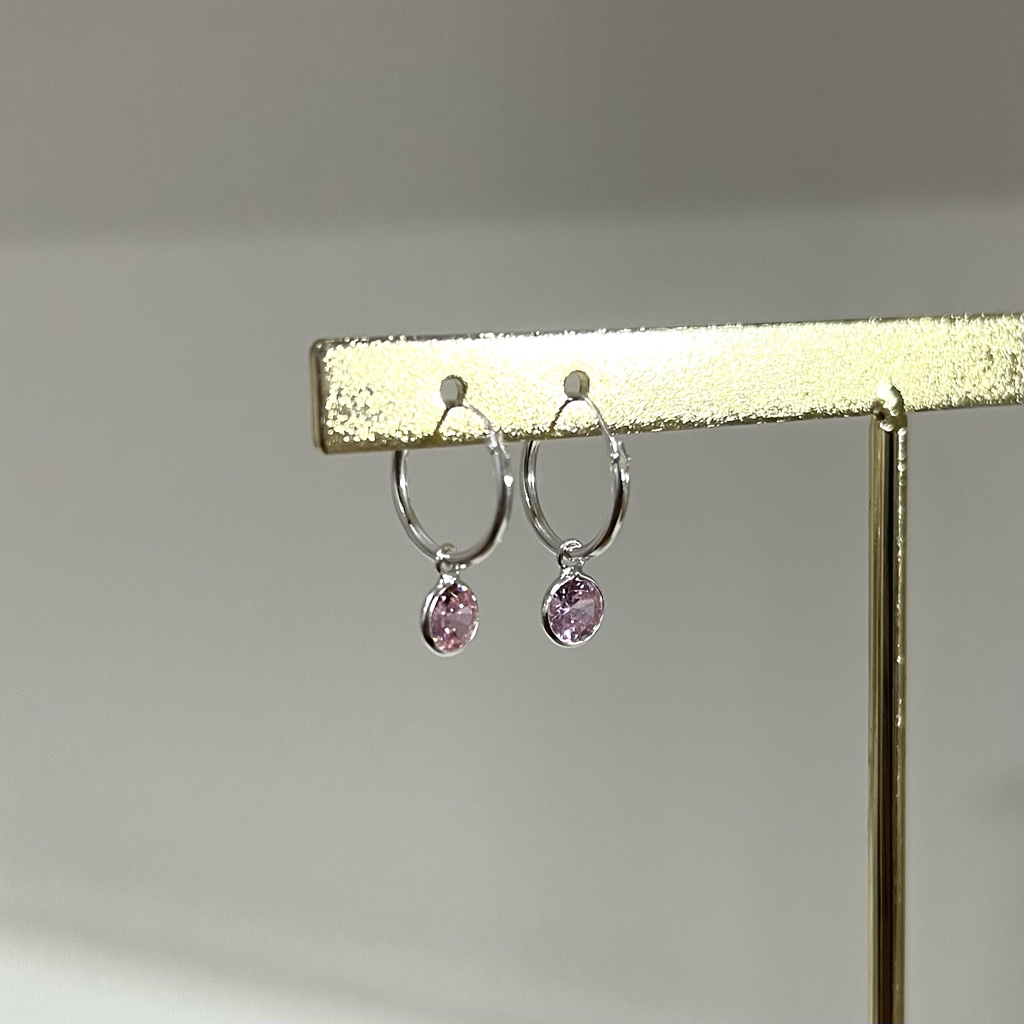 Argollas con circón rosado
