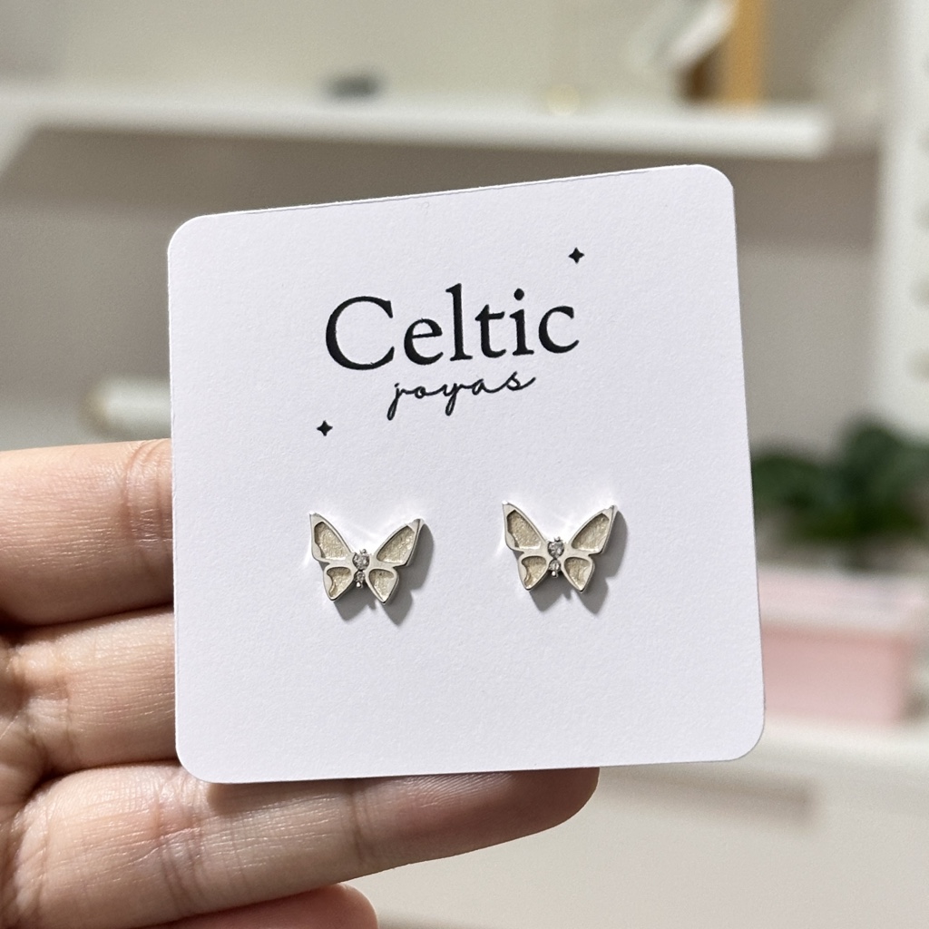 Aros mariposa plata sola y microcircón