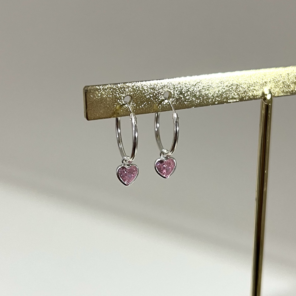 Argolla lisa circon rosa 14mm