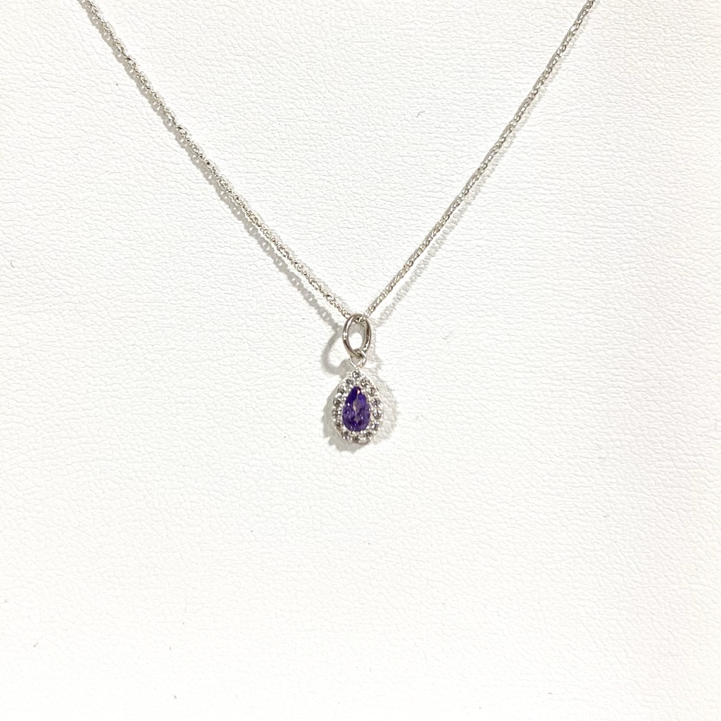 Collar circon gota con micro circones 50cm morado
