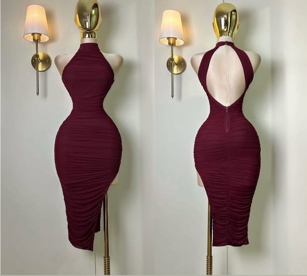 Vestido vino halter