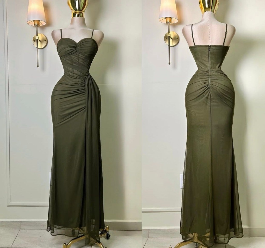 Vestido verde oliva largo