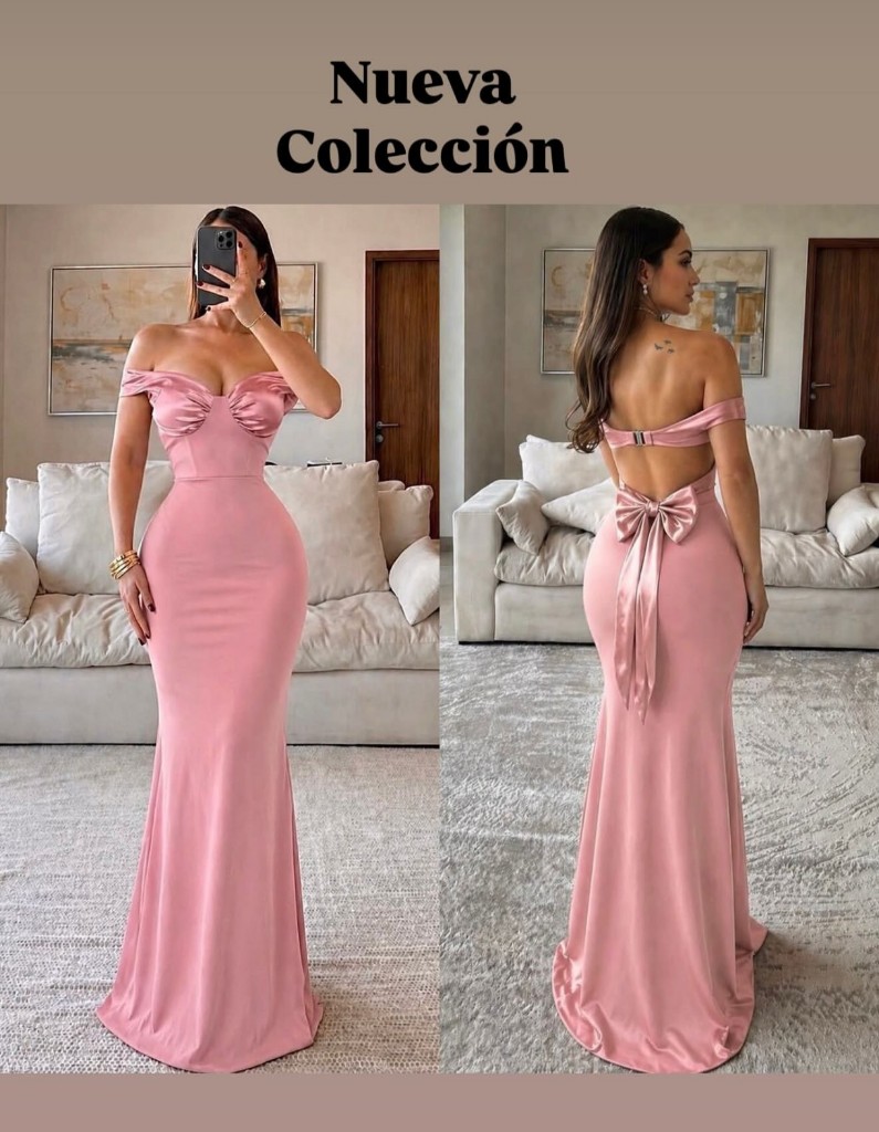Vestido rosa hombros descubiertos