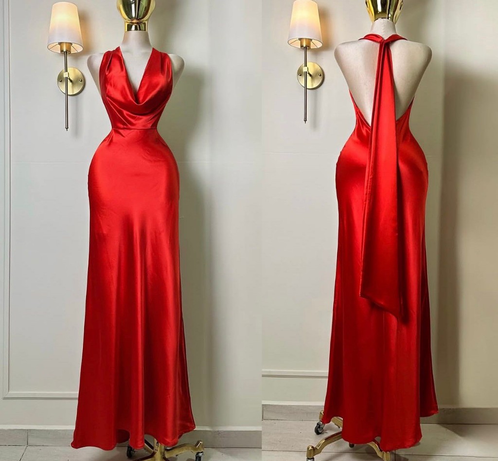 Vestido rojo satinado