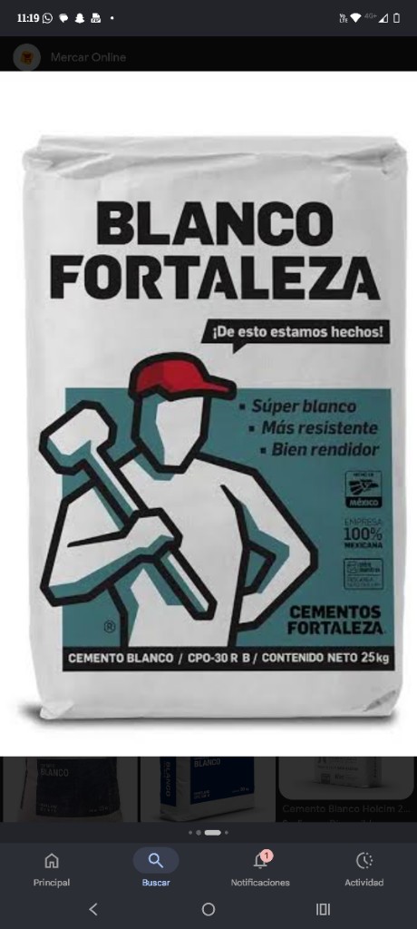 Cemento Blanco Fortaleza  blanco 25kg