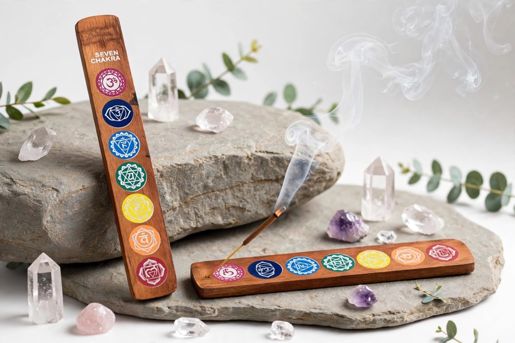Incensário 7 Chakras em madeira
