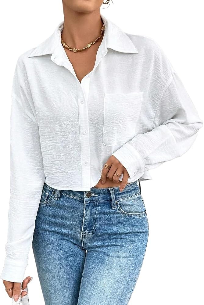 CROPTOP CAMISA BLANCA MANGA LARGA DAMA TALLA M