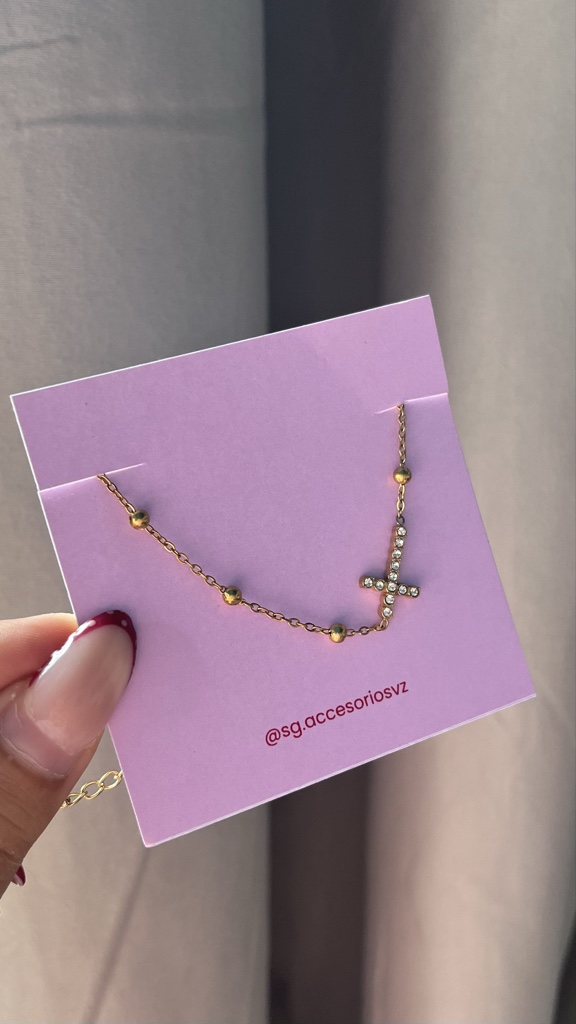 Pulsera cruz brillos