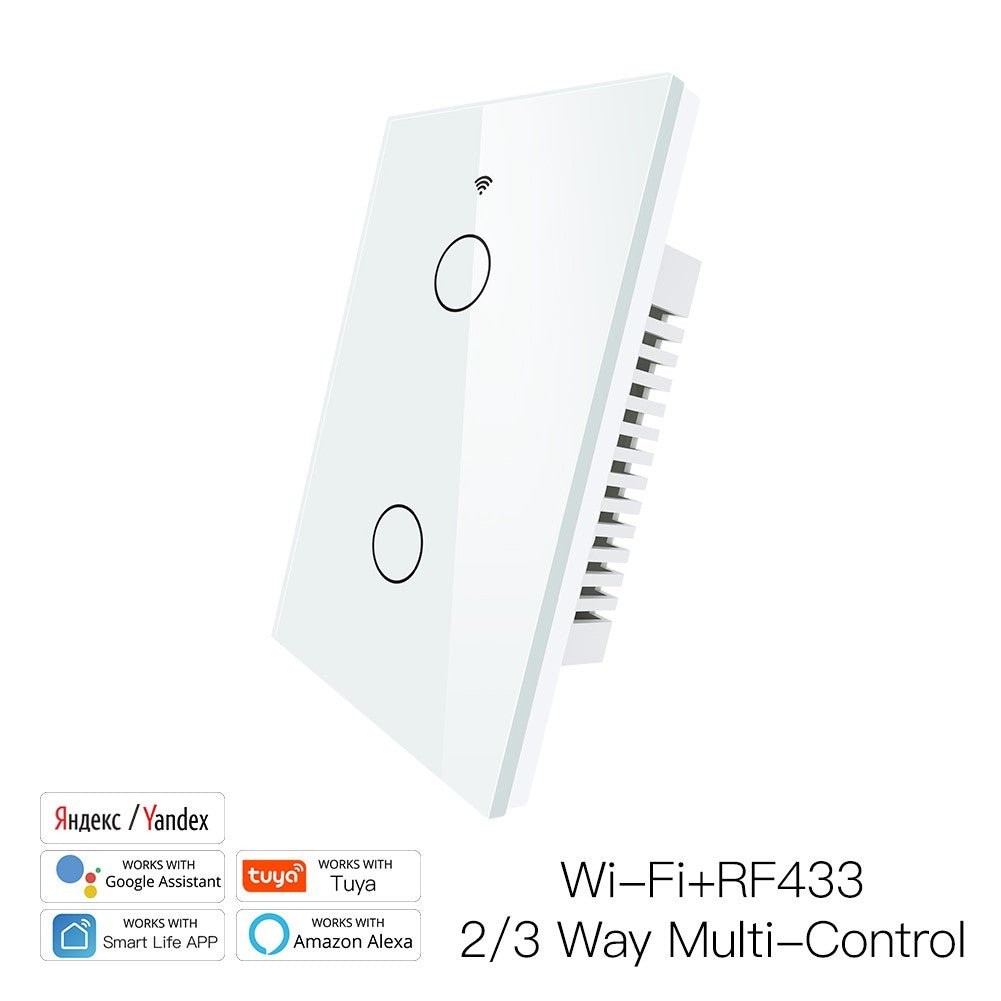 Interruptor Wifi Cristal Blanco 2 Botones