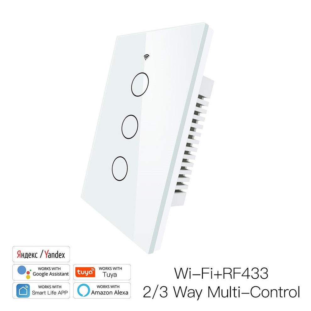 Interruptor Wifi Inteligente Cristal 3 Botones