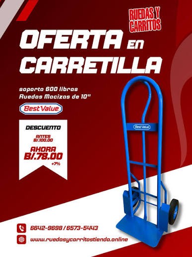 CARRETILLA 300KG ACERO LLANTA SOLIDA